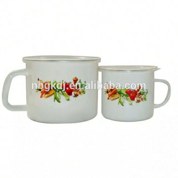 White Promotional gift custom enamel milk mug